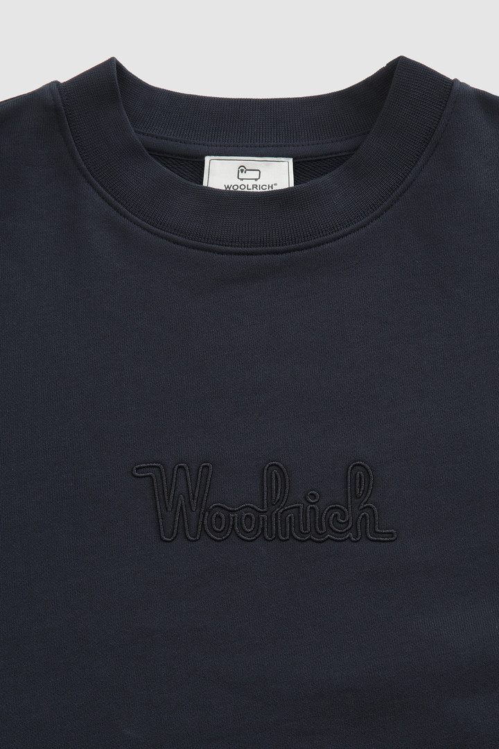 Sudadera de cuello redondo con logotipo frontal bordado azul photo 5 | Woolrich