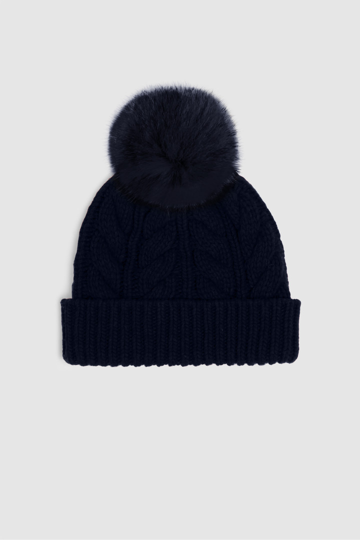 Wool-blend beanie with detachable pompom