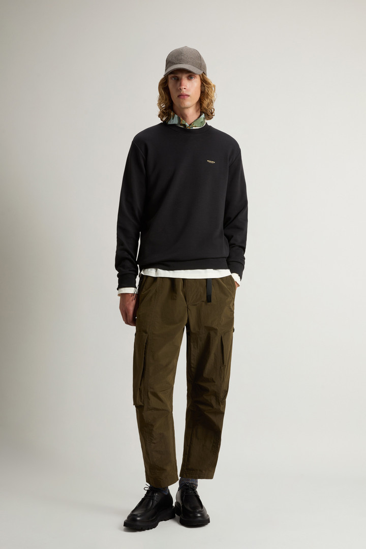 Felpa girocollo in misto cotone interlock con logo Nero photo 2 | Woolrich