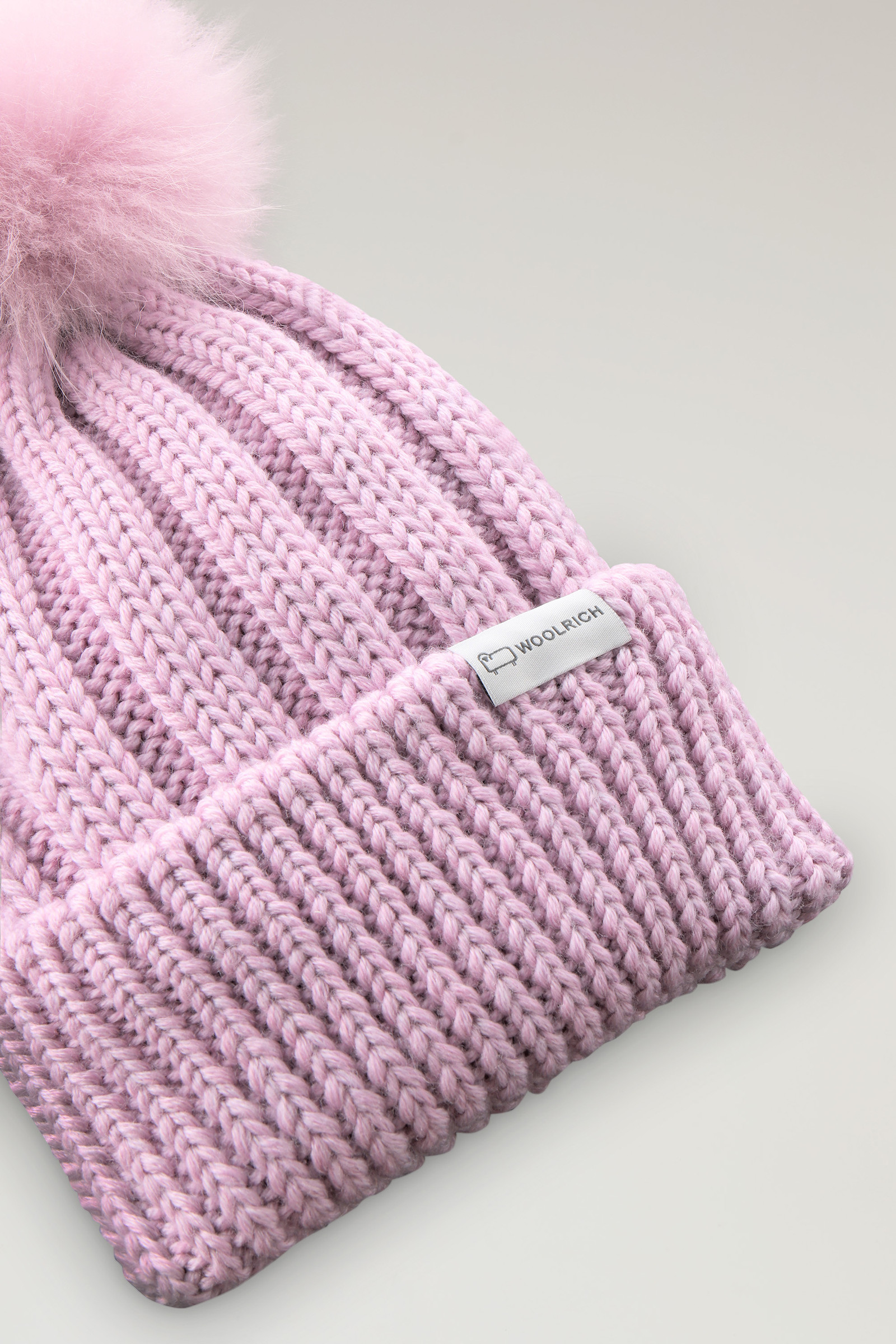 Bonnet avec pompon pour fille en laine mérinos rose photo 3 | Woolrich