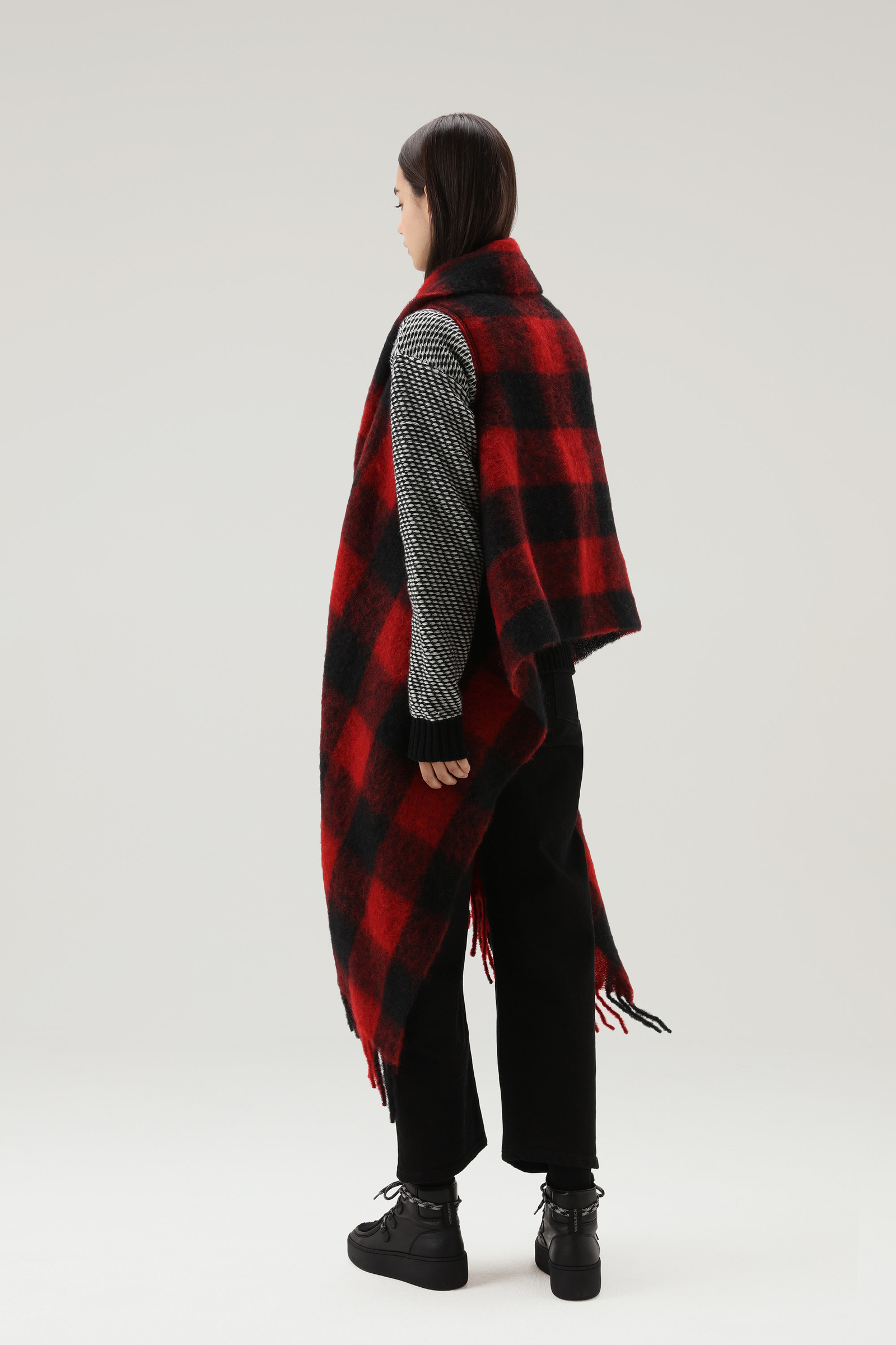 Buffalo Check Cape Scarf Red photo 3 | Woolrich