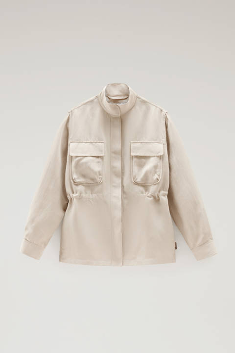 Utility Overshirt in Linen Blend Beige photo 2 | Woolrich