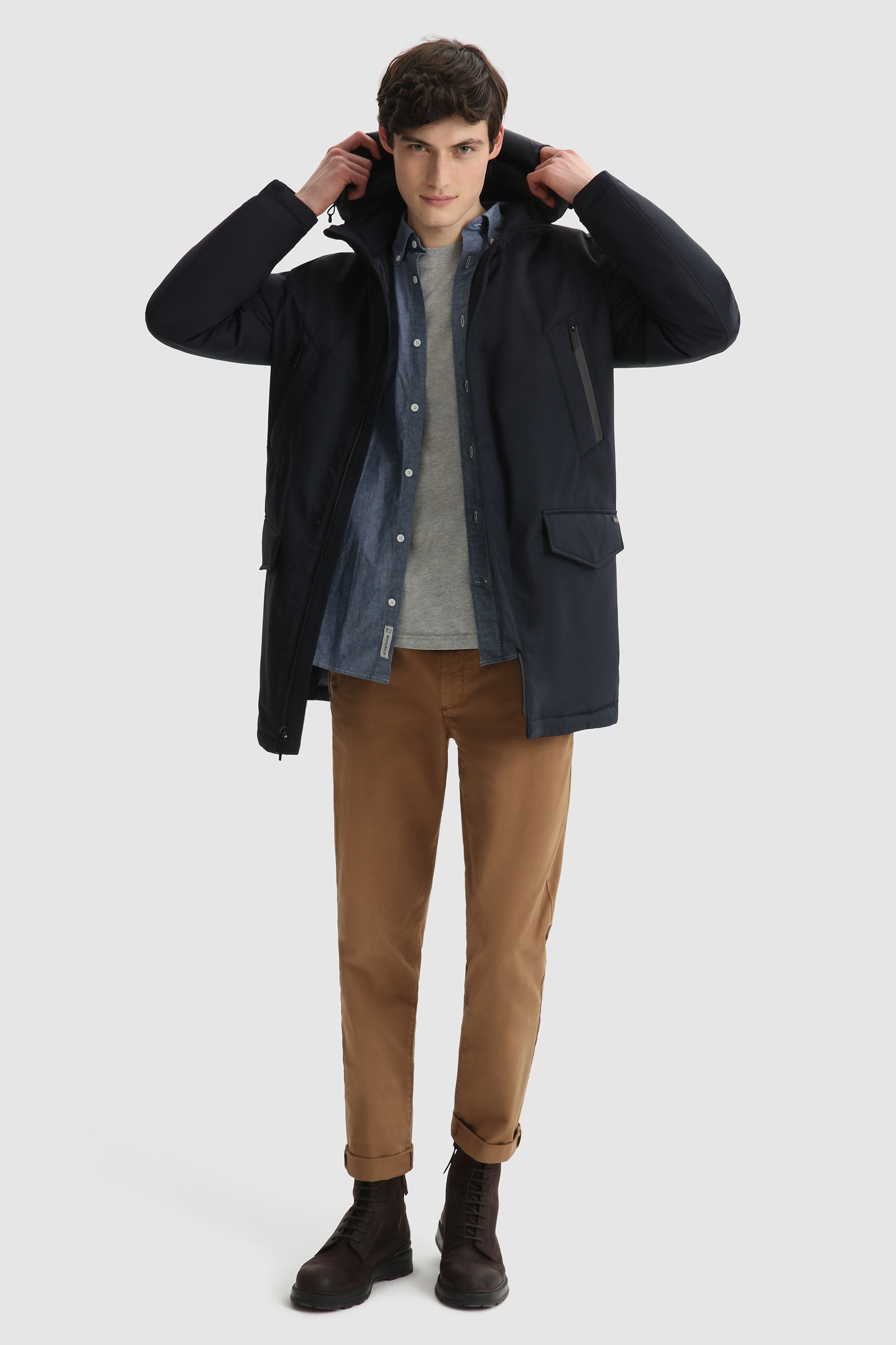 Polarguard Parka aus gemischtem Nylon und italienischer Wolle