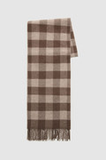 Wool Blend Scarf with Check Pattern and Solid Color