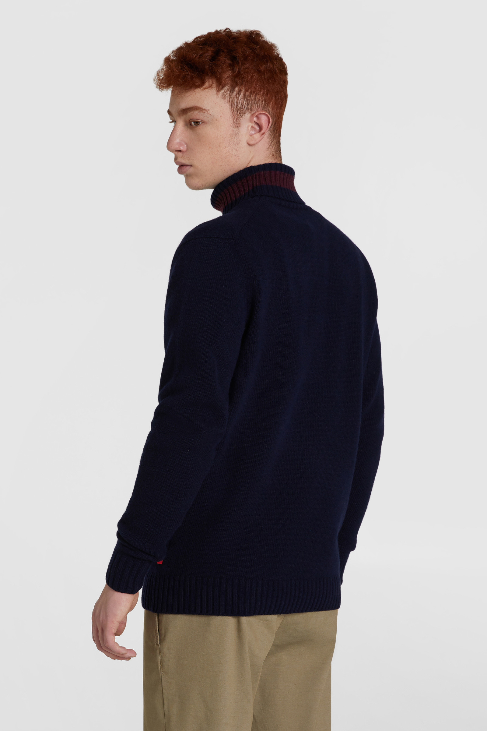 Maglione color-block collo alto in lana