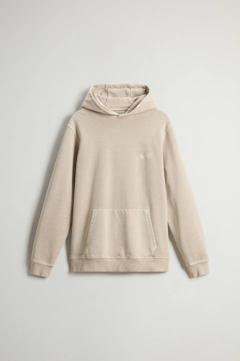 Garment-Dyed Hoodie in Pure Cotton with Embroidered Logo Beige photo 2 | Woolrich