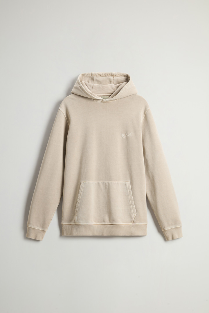 Garment-Dyed Hoodie in Pure Cotton with Embroidered Logo Beige photo 5 | Woolrich