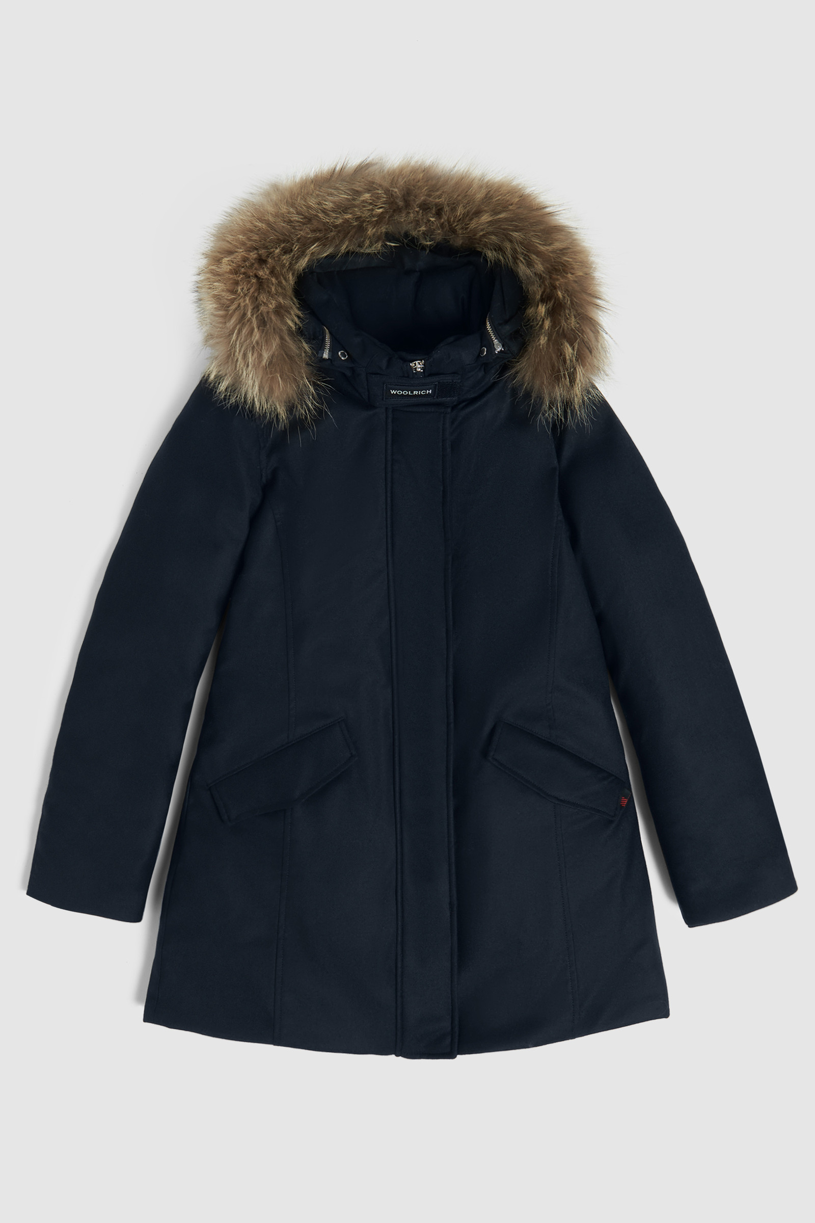 Arctic Parka luxe in lana pregiata, pelliccia coyote