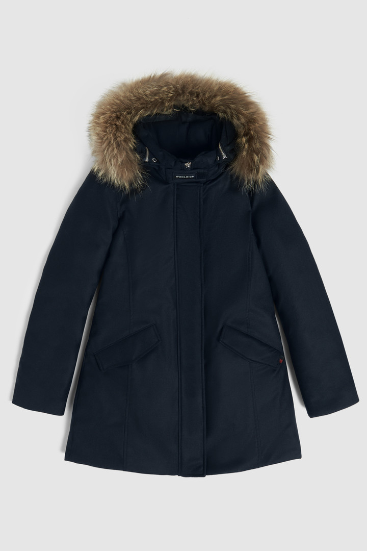 Arctic Parka luxe in lana pregiata, pelliccia coyote