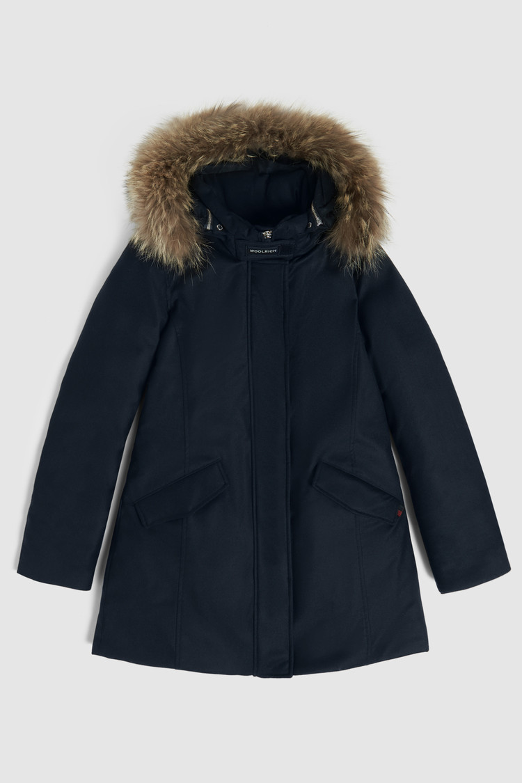 Arctic Parka luxe in lana pregiata, pelliccia coyote