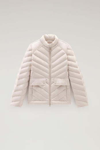 Short Padded Jacket with Chevron Quilting Beige | Woolrich