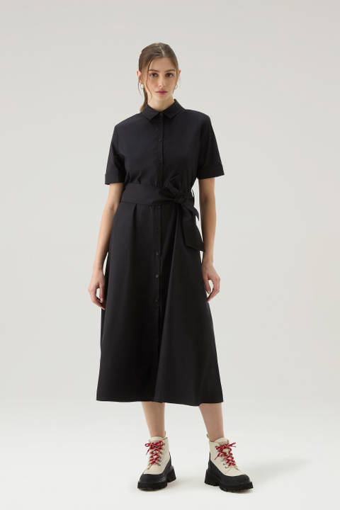 Robe chemise en popeline de pur coton Noir | Woolrich