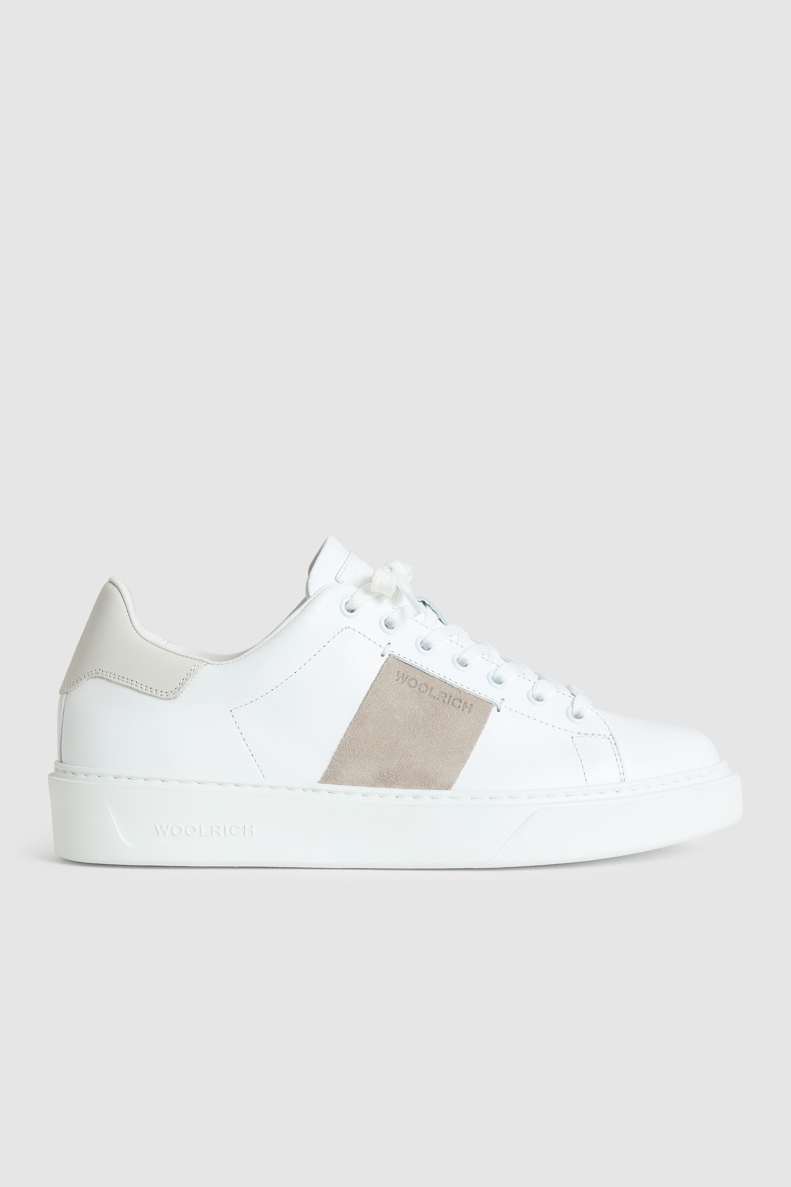 Zapatillas Classic Court de cuero suave con banda de ante blanco | Woolrich