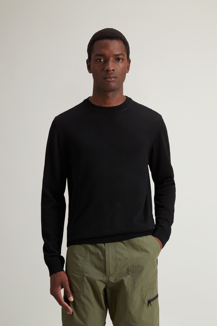 Maglione girocollo in pura lana vergine Merino Nero photo 1 | Woolrich