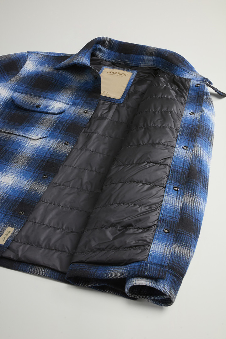 Alaskan Padded Overshirt in Checked Italian Wool Blend Blue photo 10 | Woolrich