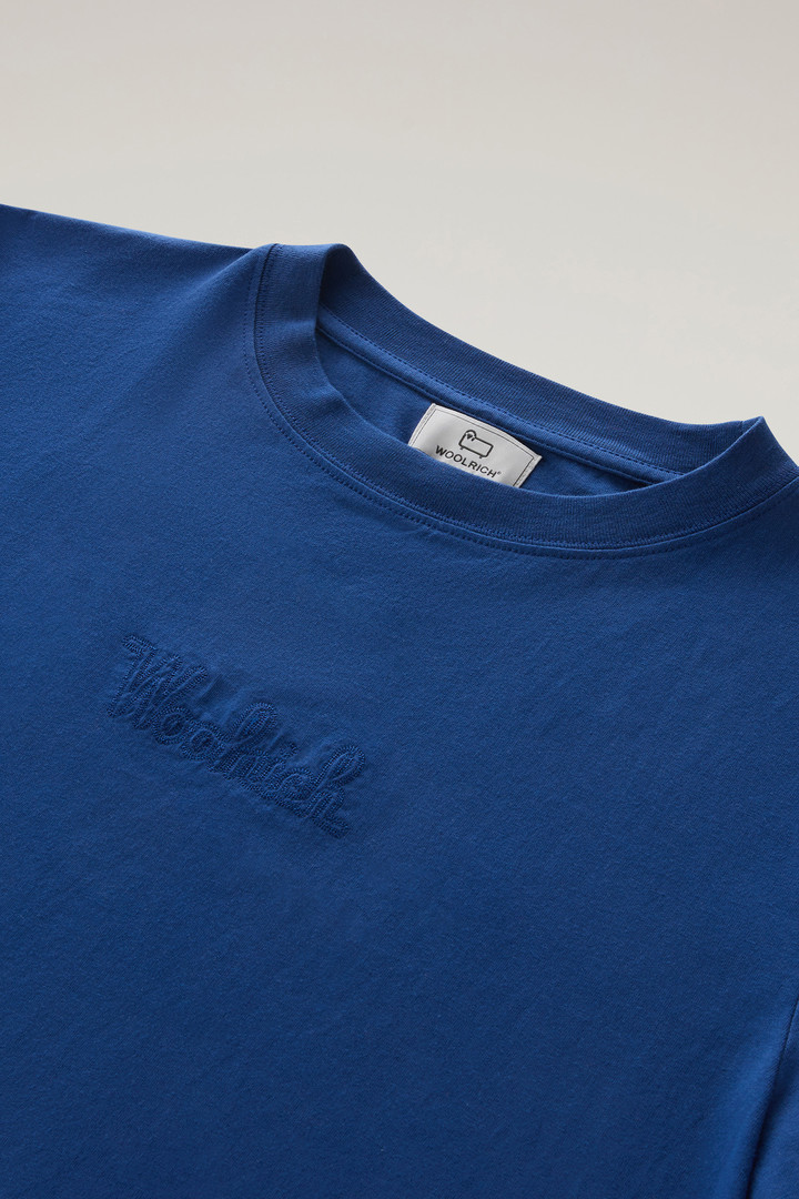 Pure Cotton T-Shirt with an Embroidered Logo Blue photo 6 | Woolrich