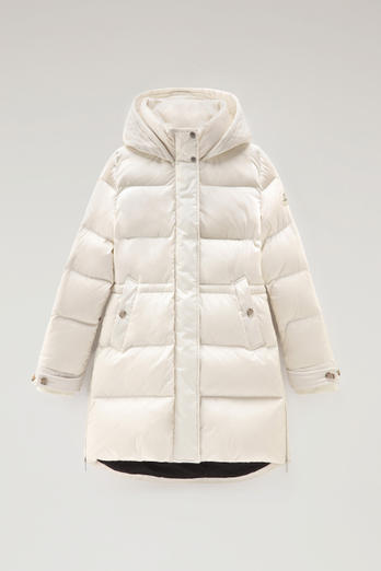 Plumífero Alsea con capucha de nailon elástico Blanco | Woolrich