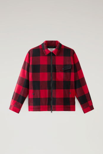 Overshirt in Recycled Italian Wool Blend with Sherpa Lining Red | Woolrich