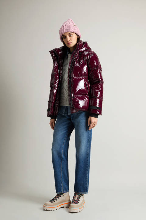 Short Quilted Parka in Glossy Nylon Purple | Woolrich