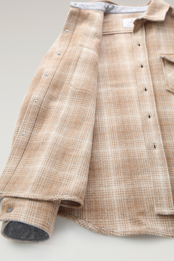 Alaskan Check Overshirt in Recycled Italian Wool Blend Beige photo 6 | Woolrich