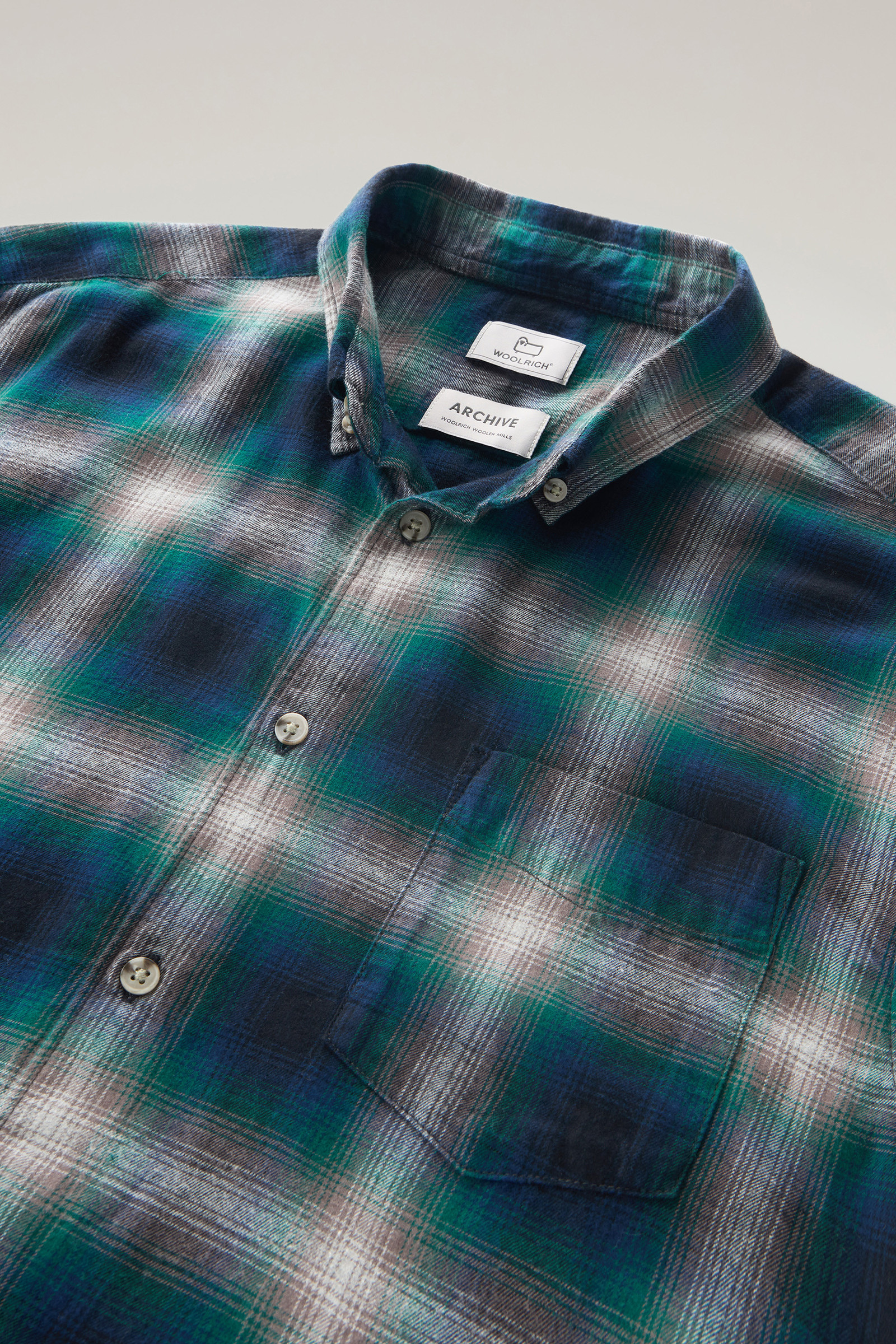 Lichtgewicht flanellen overhemd met Madras-patroon groen photo 6 | Woolrich