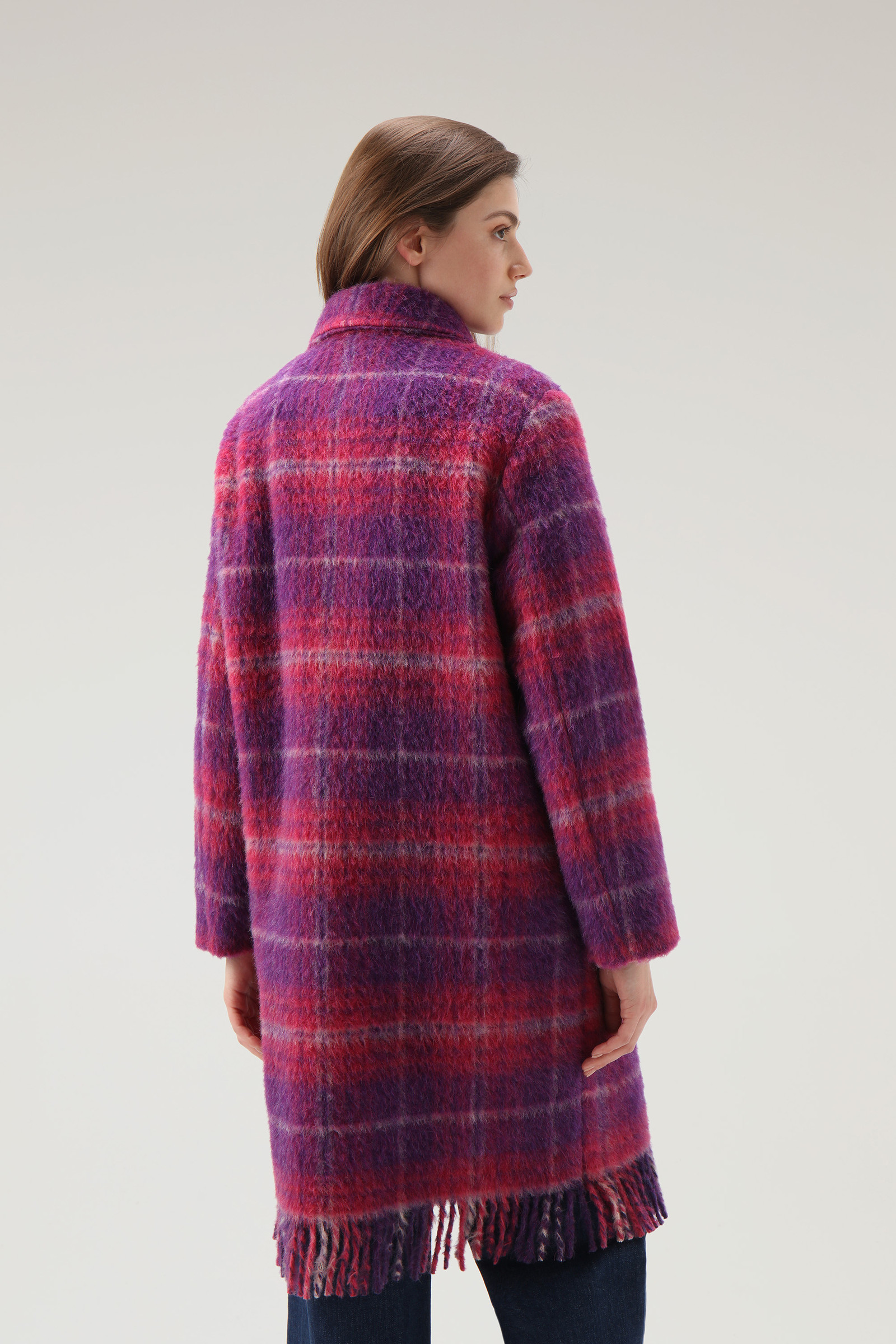 Langes Overshirt aus gebürsteter Wolle mit Fransen rot photo 3 | Woolrich