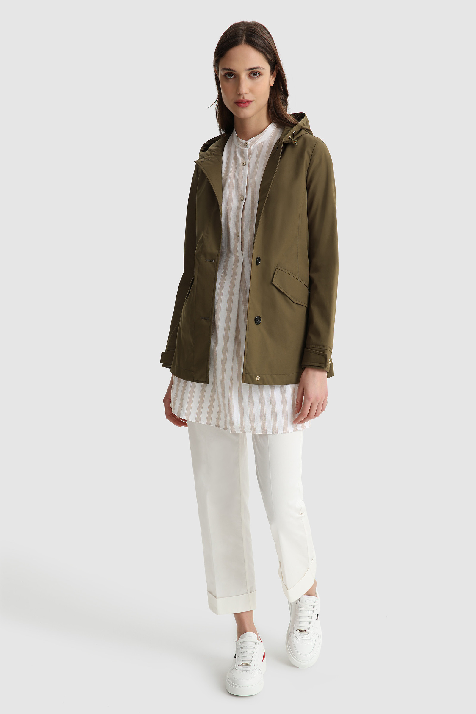 Jessamine Parka in Triple-Layer Cotton Green photo 2 | Woolrich