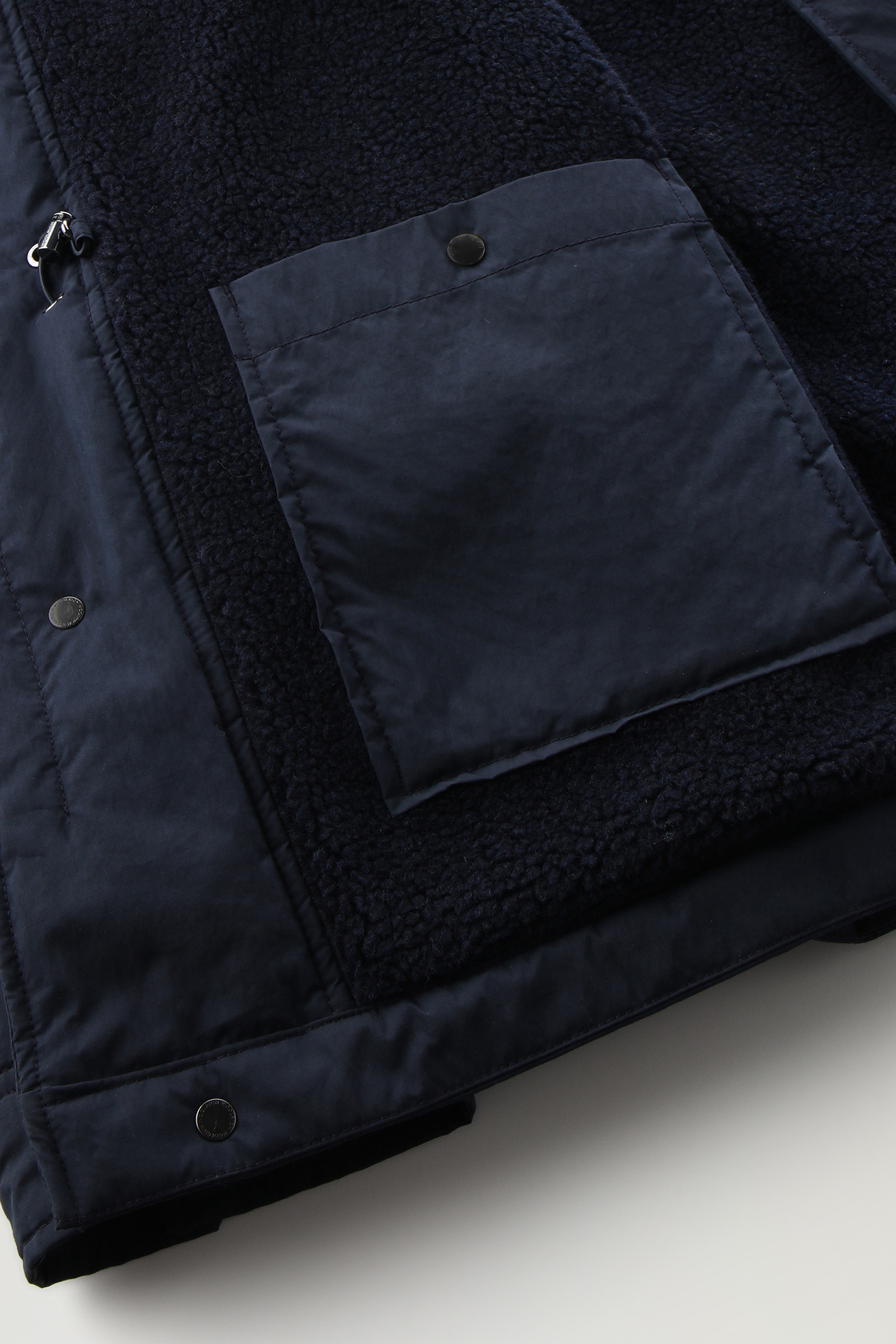 Men's Ripstop Field Jacket With Sherpa Wool Lining Blue 