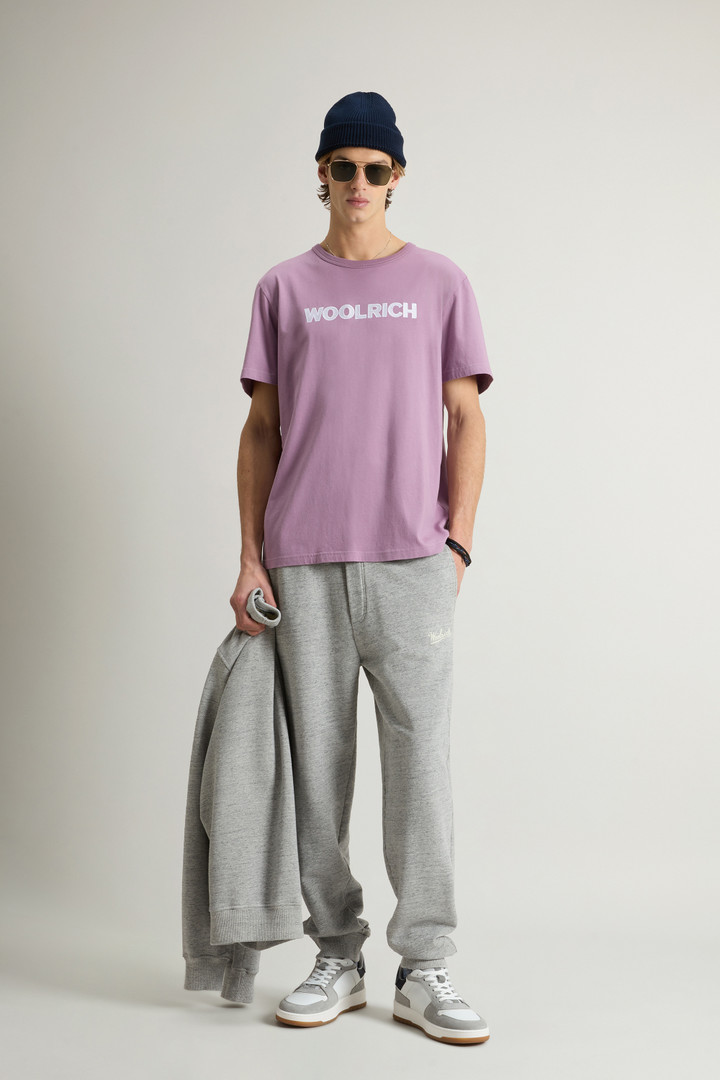 Pure Cotton T-Shirt with Embroidered Logo Purple photo 2 | Woolrich