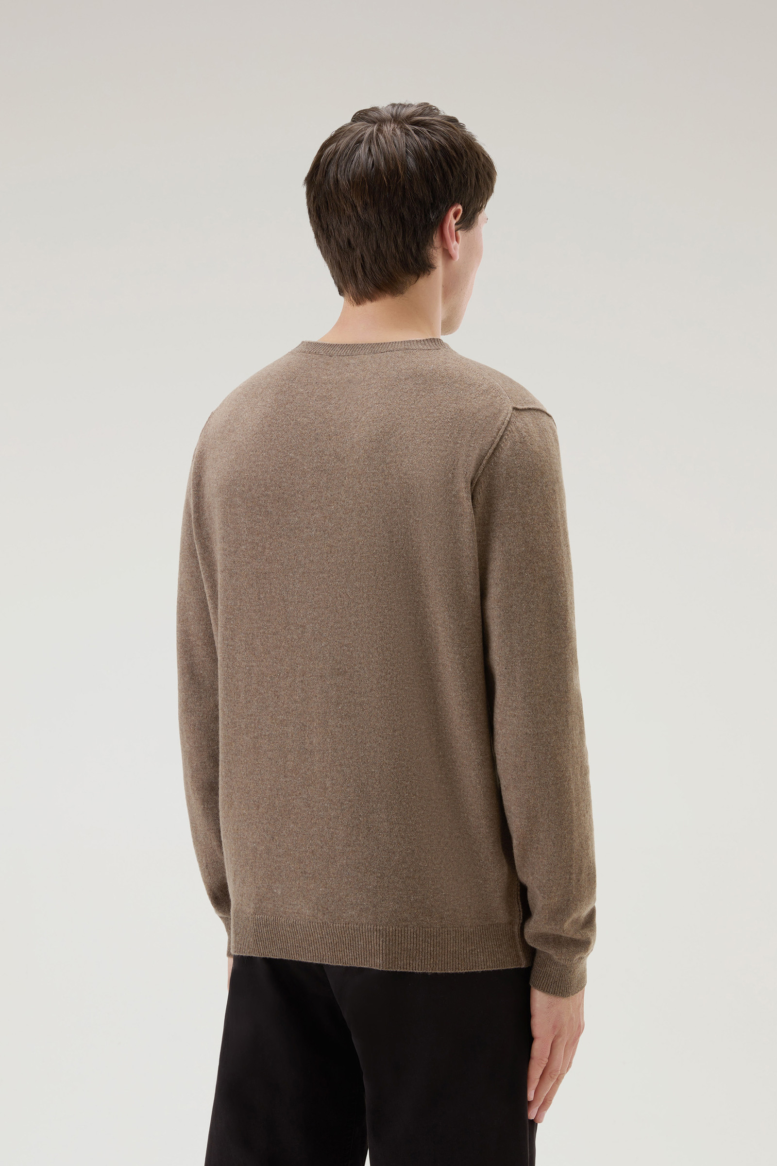 Crewneck Sweater in Merino Wool Blend Taupe photo 3 | Woolrich