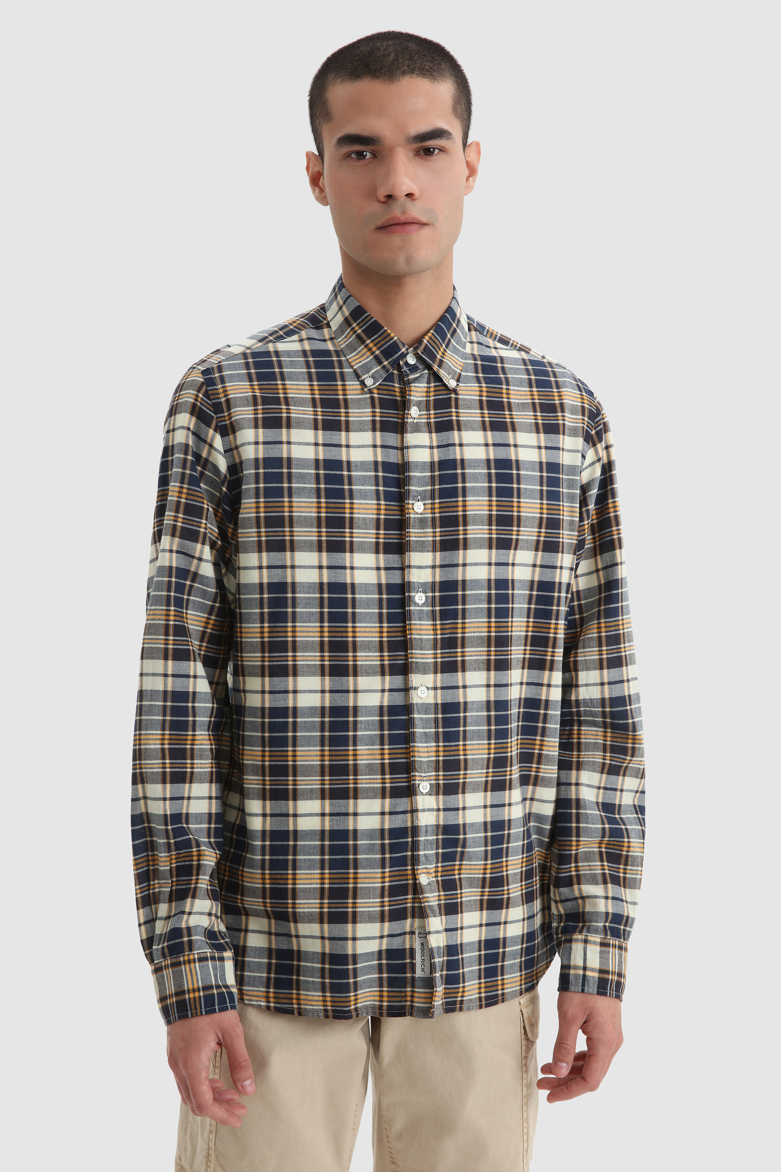 Shirt mit Knopfleiste und Madras-Muster aus Baumwollpopeline Braun | Woolrich