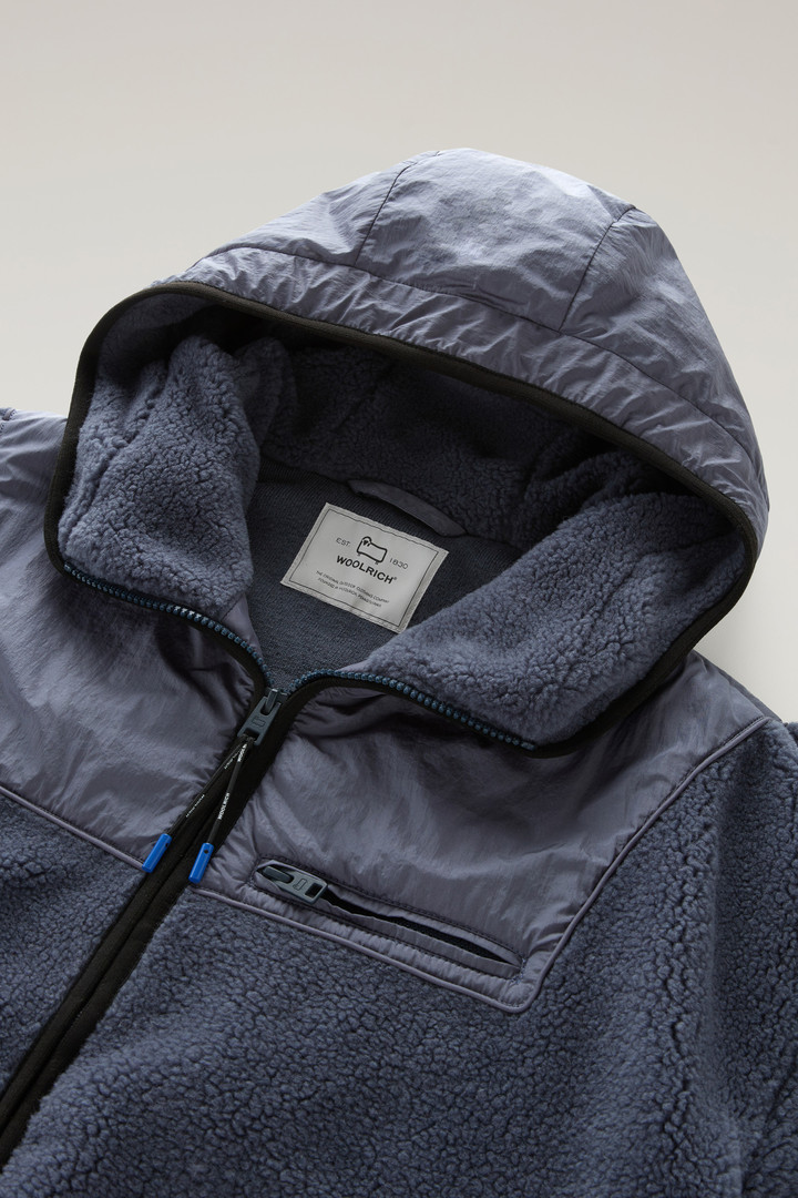 Full-zip Hoodie in Sherpa and Nylon Blue photo 2 | Woolrich