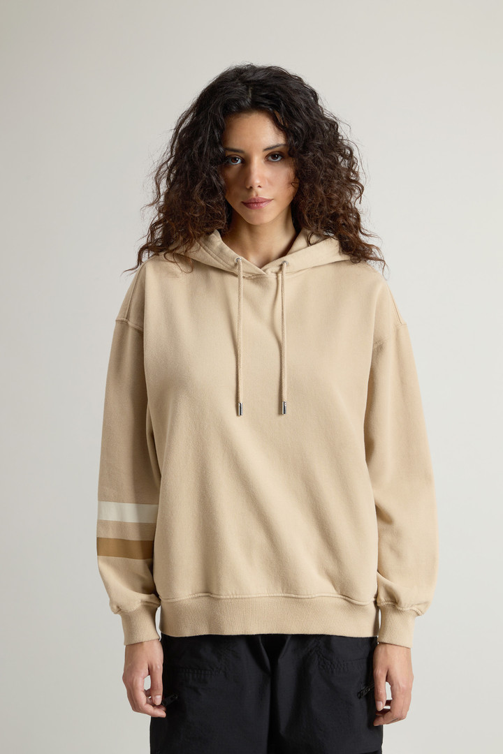 Pure Cotton Hoodie with Striped Sleeve Beige photo 1 | Woolrich