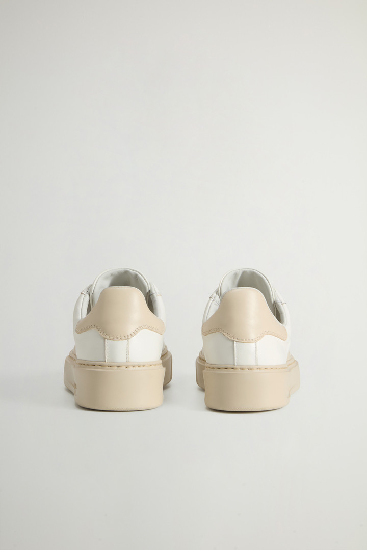 Chunky Court Sneakers in Leather with Contrasting Insert White photo 3 | Woolrich