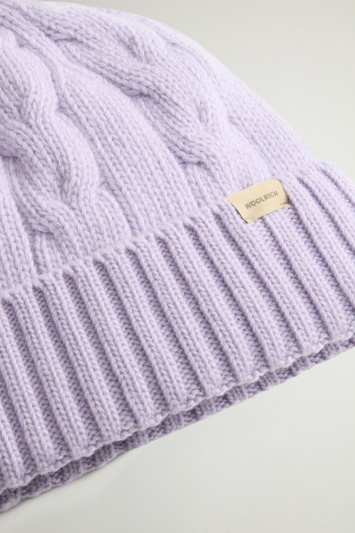 Cable-Knit Pure Wool Beanie Purple photo 3 | Woolrich