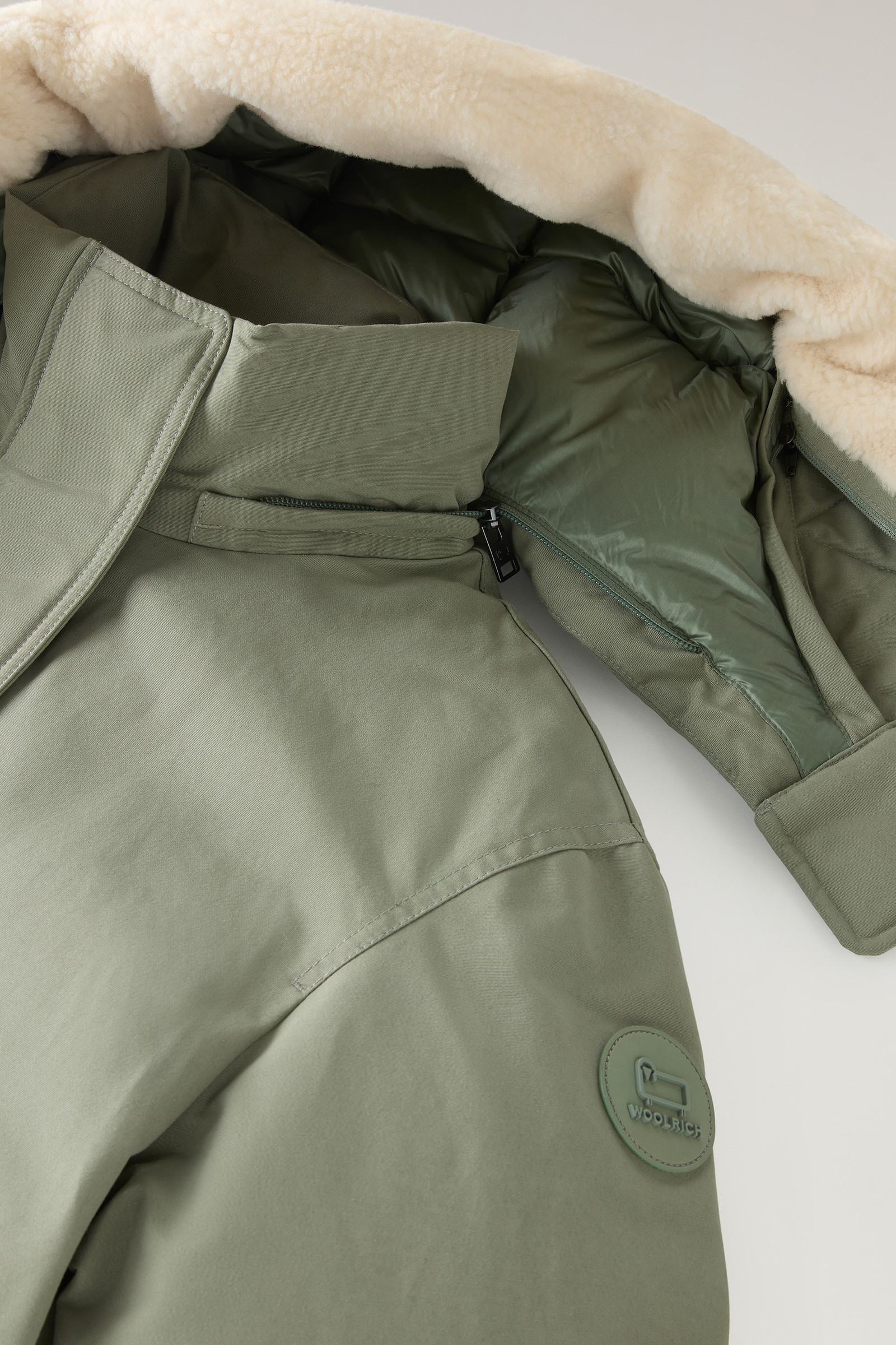 Women's Parka in Brushed Ramar Cloth with Detachable Hood Green ...