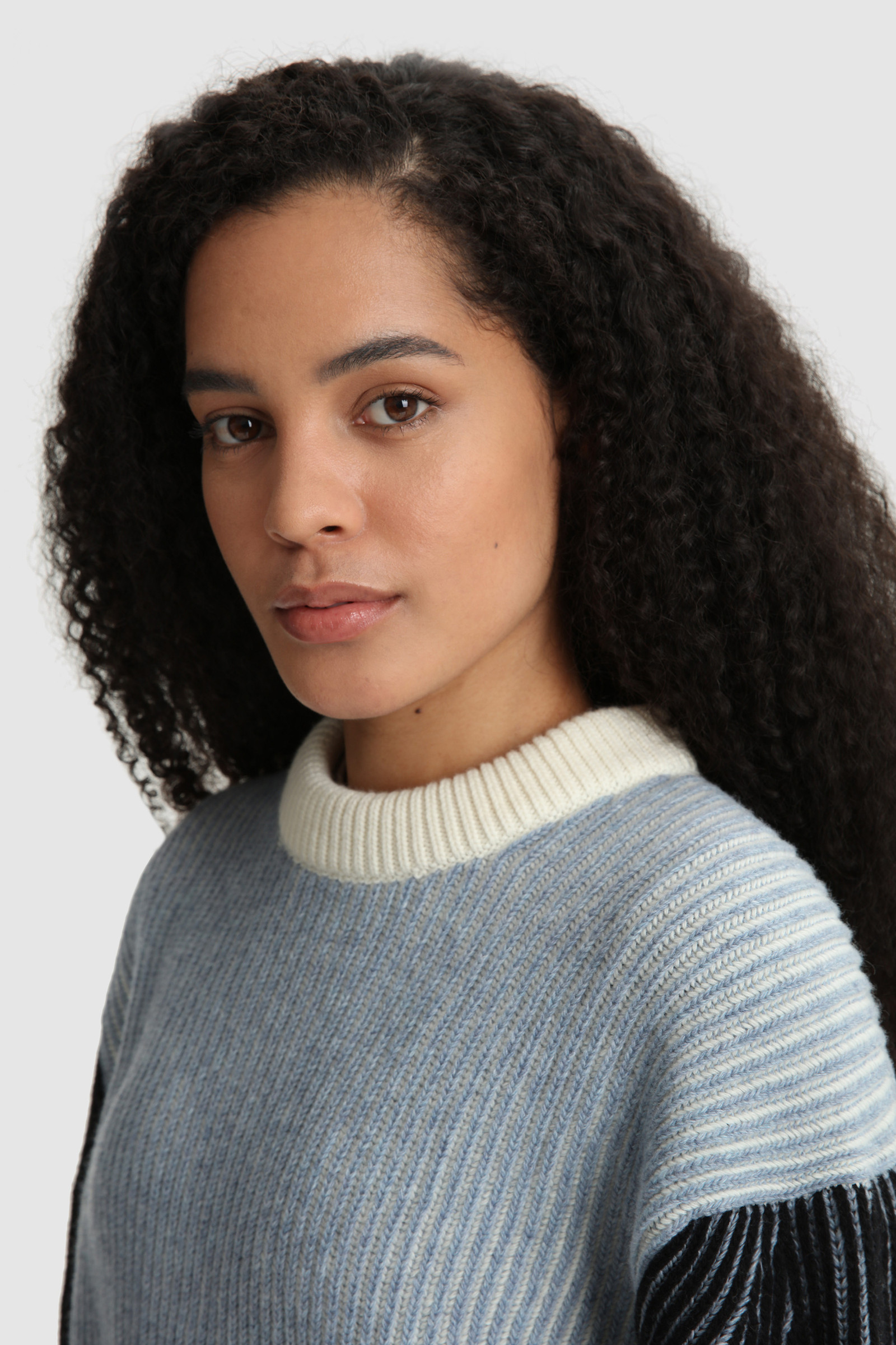 Crewneck Wool Sweater with Contrasting Sleeves Blue photo 5 | Woolrich