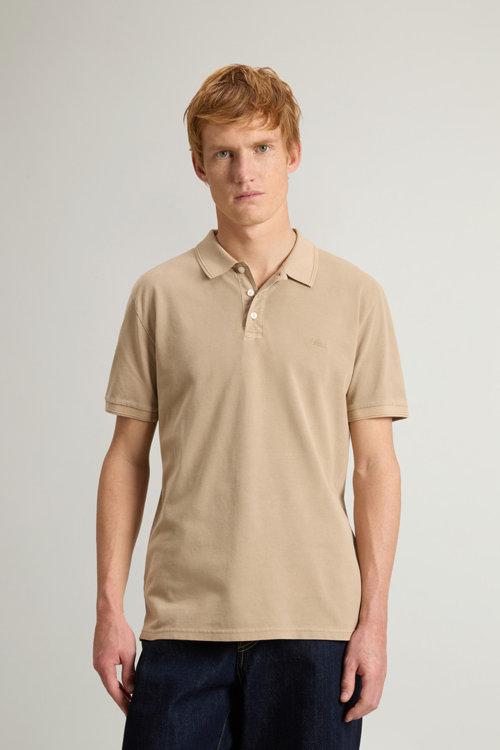 Garment-Dyed Mackinack Polo in Stretch Cotton Piquet Beige photo 1 | Woolrich