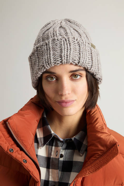 Ribbed Beanie in Wool and Alpaca Blend Gray photo 2 | Woolrich