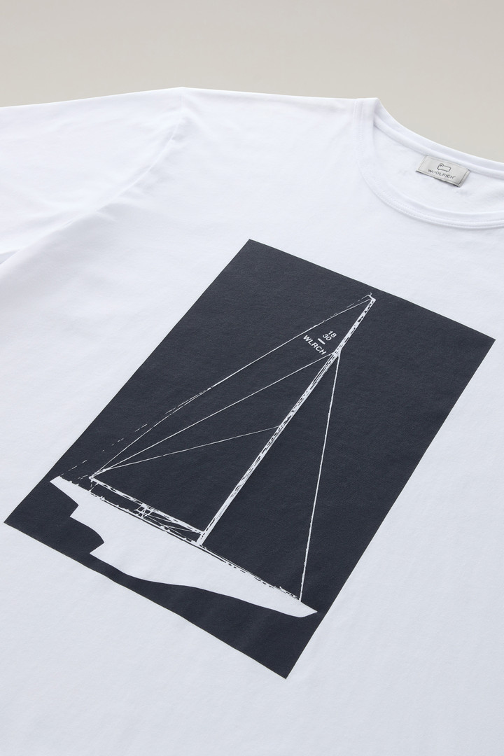 T-Shirt aus reiner Baumwolle mit nautischem Print Weiß photo 7 | Woolrich