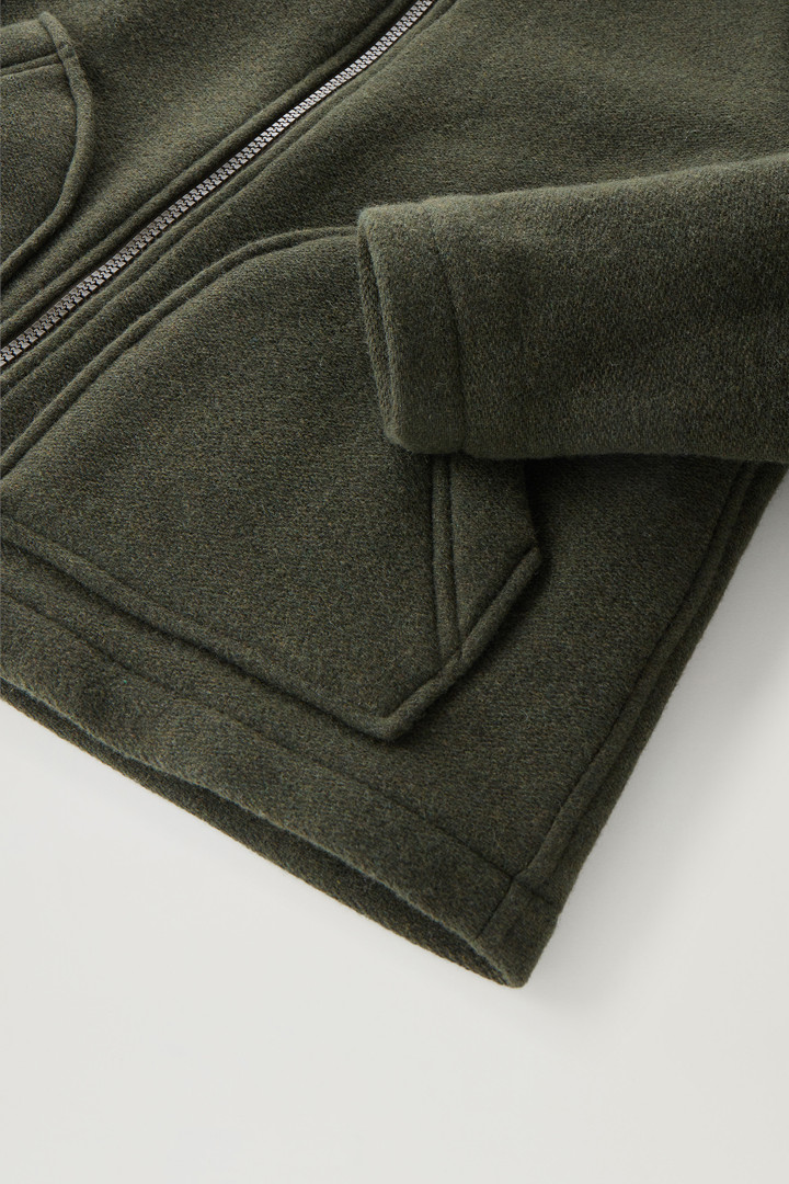 Hooded Jacket in Recycled Manteco Wool Blend Green photo 3 | Woolrich