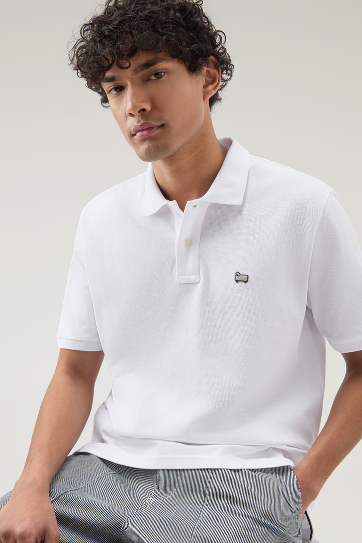 Polo-Shirt aus Piqué aus reiner Baumwolle Weiß photo 4 | Woolrich