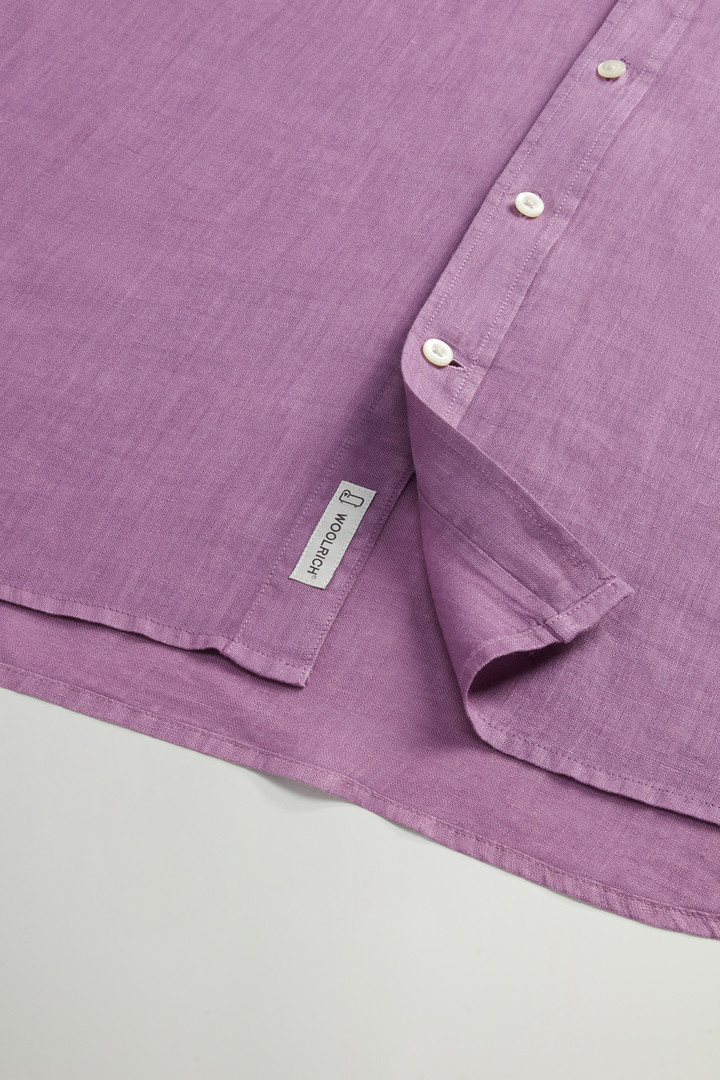 Garment-Dyed Pure Linen Shirt Purple photo 8 | Woolrich