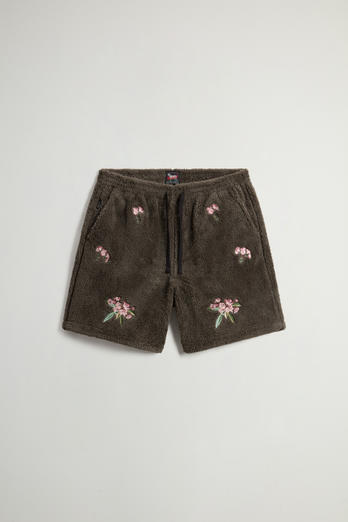 Shorts aus Sherpa mit Blumenstickereien by Todd Snyder Grün photo 1 | Woolrich