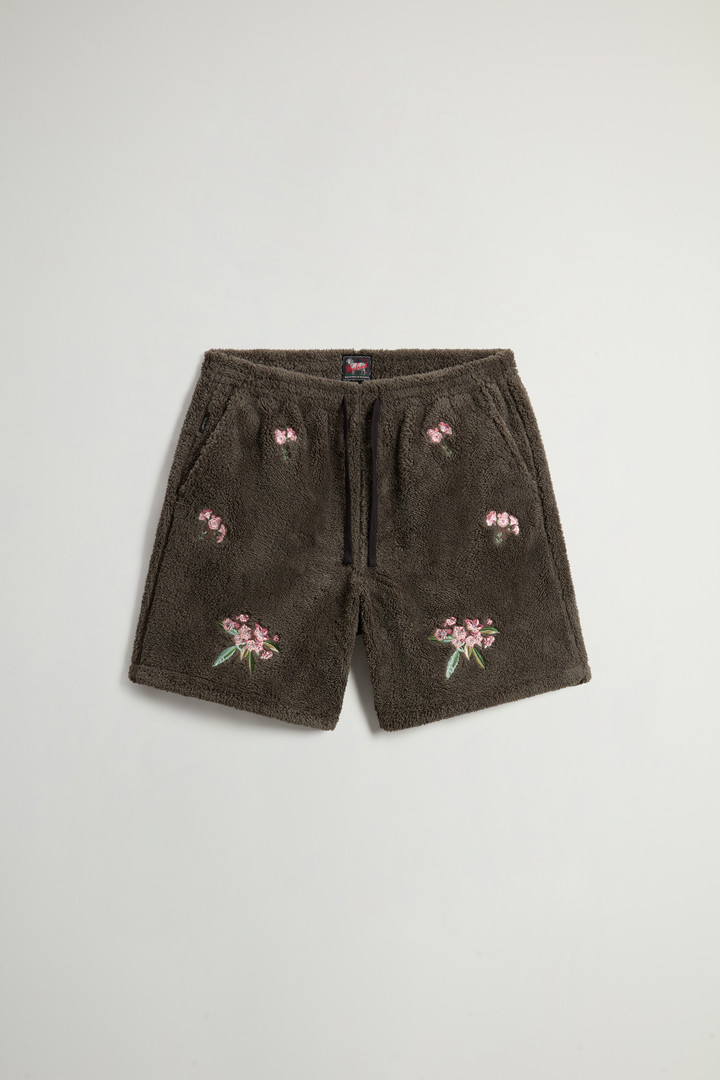 Sherpa Fleece Shorts with Floral Embroidery by Todd Snyder Green photo 4 | Woolrich