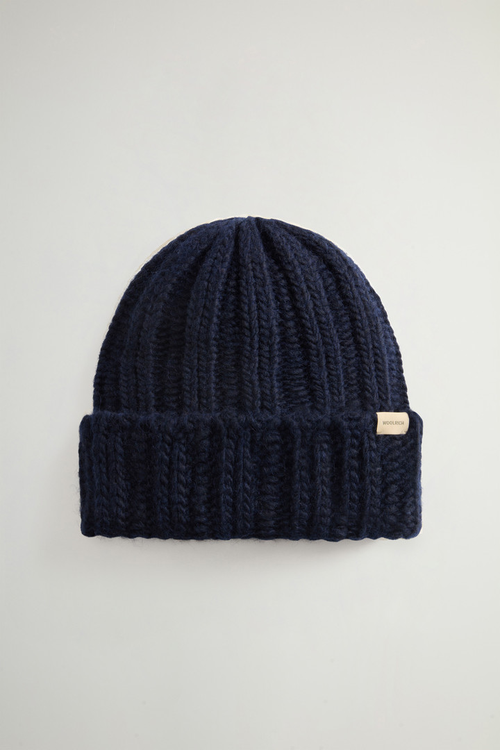 Ribbed Beanie in Wool and Alpaca Blend Blue photo 1 | Woolrich