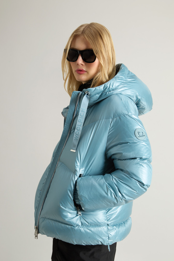 Aliquippa Short Down Jacket in Glossy Nylon Blue photo 4 | Woolrich