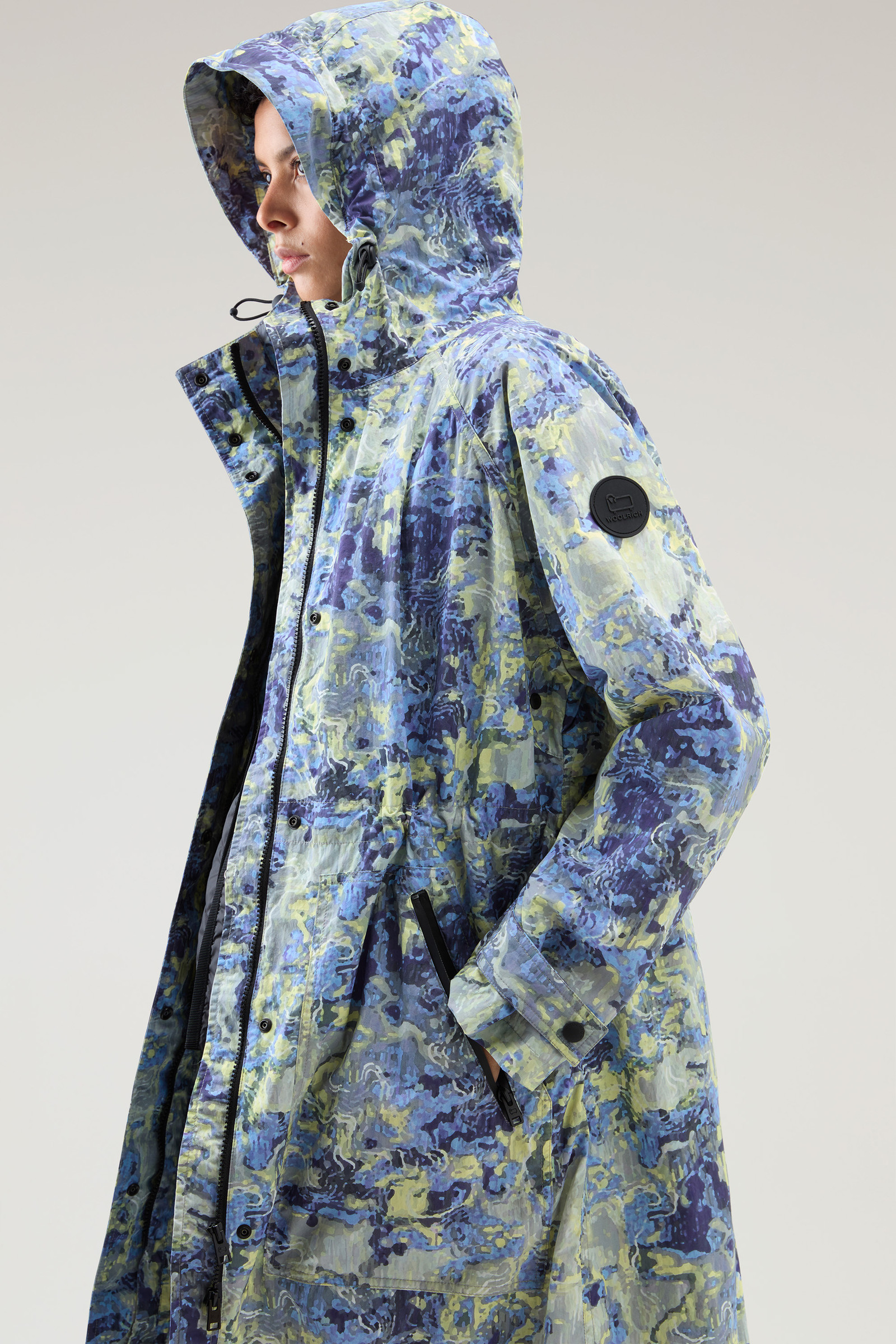 Women's Hooded Parka in Printed Cordura Fabric multicolor 