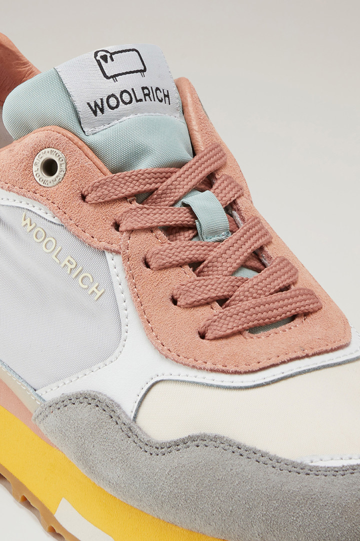 Retro leren sneakers met nylon details Grijs photo 5 | Woolrich