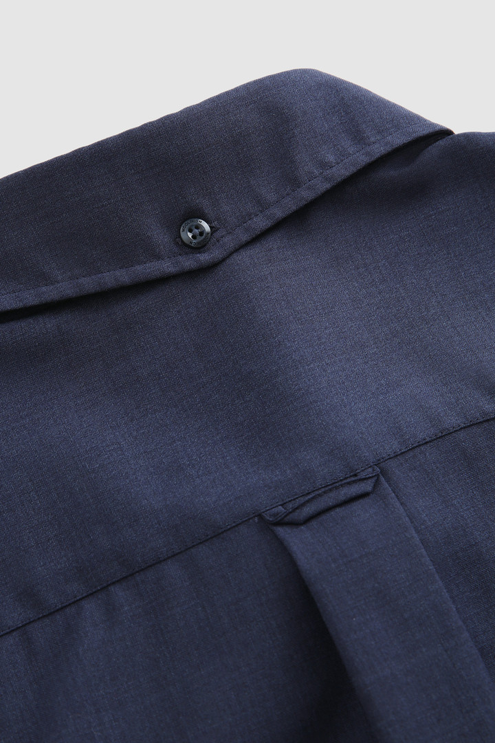 Chemise en laine froide unie bleu photo 6 | Woolrich
